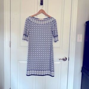 Max Studio Navy and White Geometric Midi Dress, MED, almost new